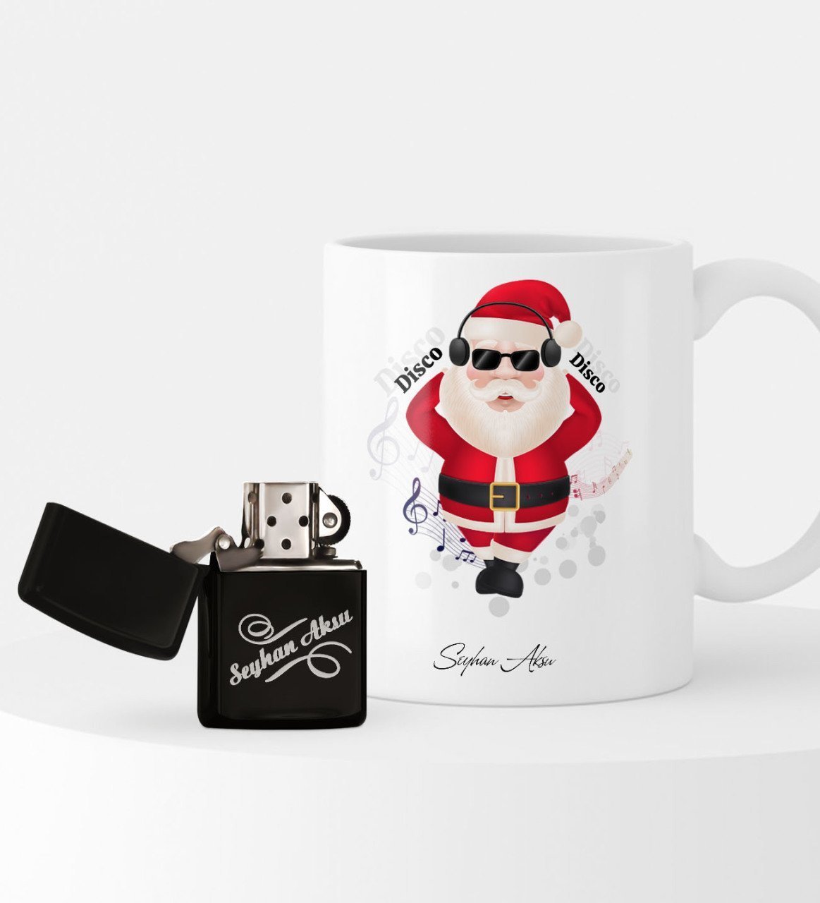 Kişiye Özel Yılbaşı Noel Baba Temalı Çakmak ve Kupa Seti - 1