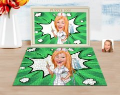 Kişiye Özel Hemşire Karikatürlü 1000 Parça Profesyonel Puzzle-2
