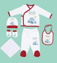 BK Kids Kişiye Özel Hastane Çıkışı, Bebek Kıyafeti, Yeni Doğan Bebek Hediyesi, 6 Parça Kırmızı Bebek Elbise Giyim Seti-28