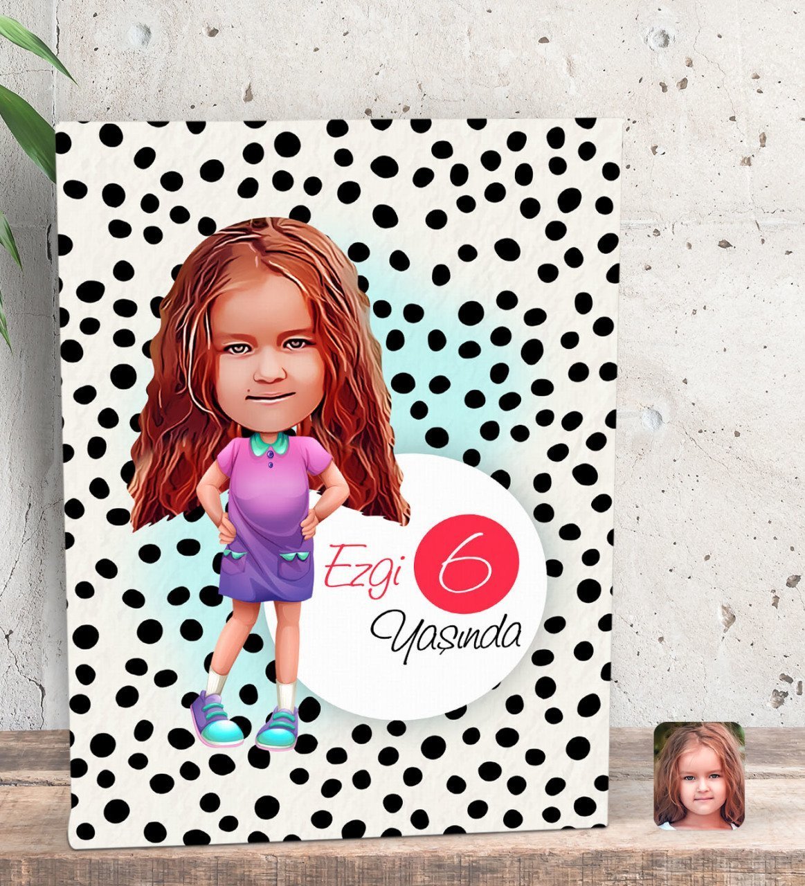 Kişiye Özel Kız Çocuk Yaş Karikatürlü Dekoratif Mini Kanvas Tablo 15x20cm-3