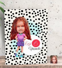 Kişiye Özel Kız Çocuk Yaş Karikatürlü Dekoratif Mini Kanvas Tablo 15x20cm-3
