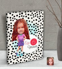 Kişiye Özel Kız Çocuk Yaş Karikatürlü Dekoratif Mini Kanvas Tablo 15x20cm-3