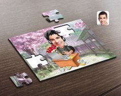 Kişiye Özel Erkek Gamer Karikatürlü Ahşap Puzzle-1