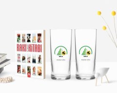 Kişiye Özel Renkli Baskılı Bolu Tasarımlı Turistik İkili Rakı Bardağı ve Rakı Cep Kitabı Hediye Seti-1