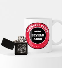 Kişiye Özel Yakışıklı Babam Benzinli Çakmak ve Kupa Seti-1