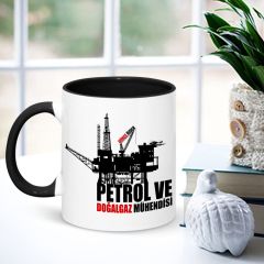 Kişiye Özel Mesleki Petrol ve Doğalgaz Mühendisi Siyah Kupa Bardak