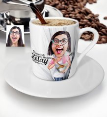 Kişiye Özel Ev Hanımı Karikatür Türk Kahvesi Fincanı - 3