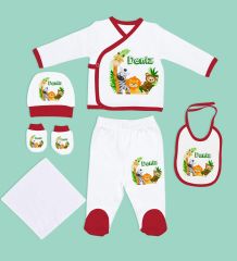 BK Kids Kişiye Özel Hastane Çıkışı, Bebek Kıyafeti, Yeni Doğan Bebek Hediyesi, 6 Parça Kırmızı Bebek Elbise Giyim Seti-27