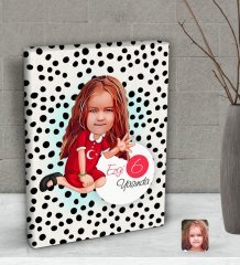 Kişiye Özel Kız Çocuk Yaş Karikatürlü Dekoratif Mini Kanvas Tablo 15x20cm-2