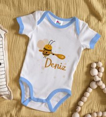 BK Kids Kişiye Özel Mavi Bebek Body Zıbın - Model 171