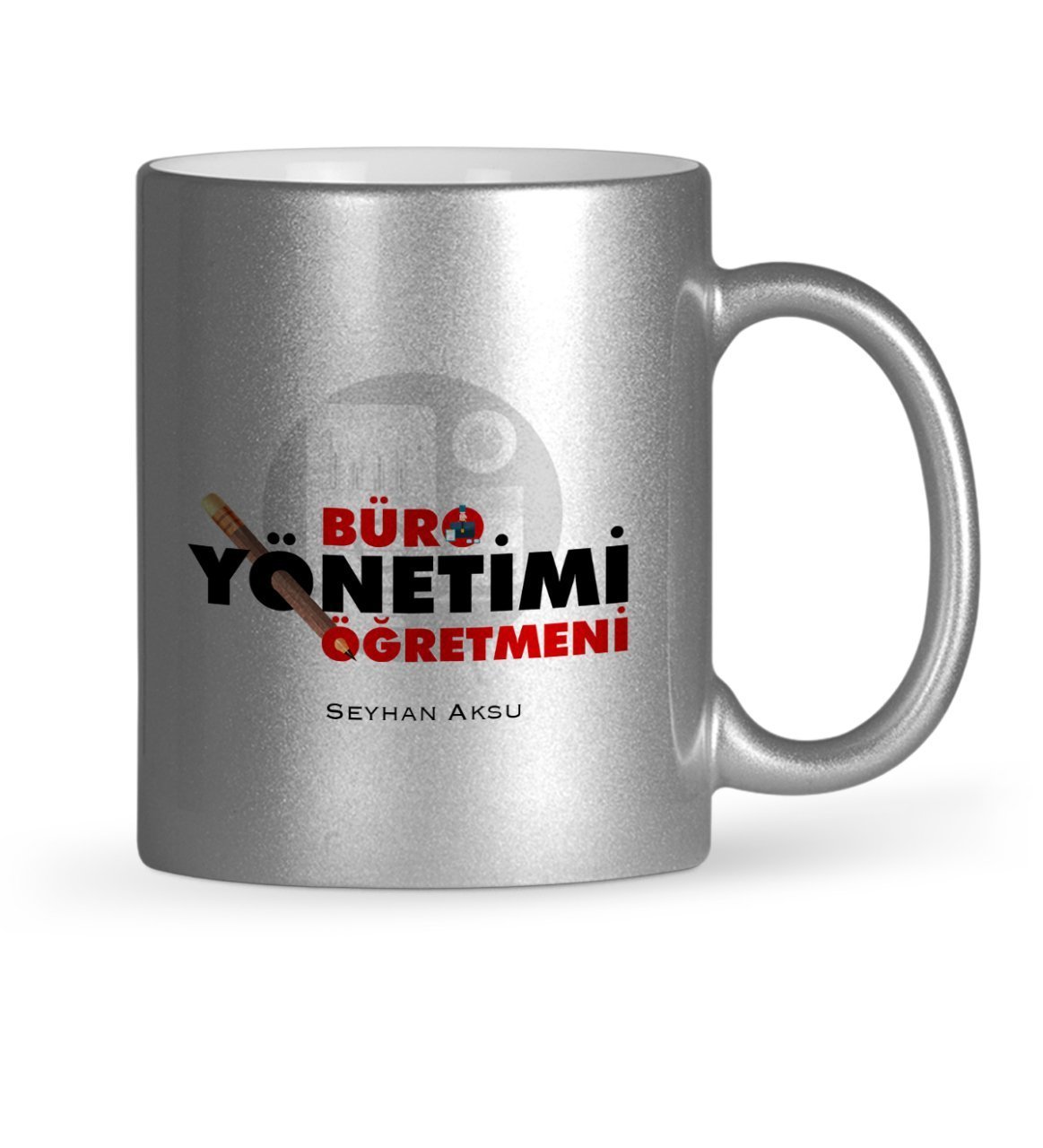 Kişiye Özel Büro Yönetimi Öğretmeni Gümüş Yaldızlı Kupa Bardak