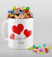 Kişiye Özel Sevgililer Günü Beyaz Kupa ve Haribo Şeker Hediye Seti-82