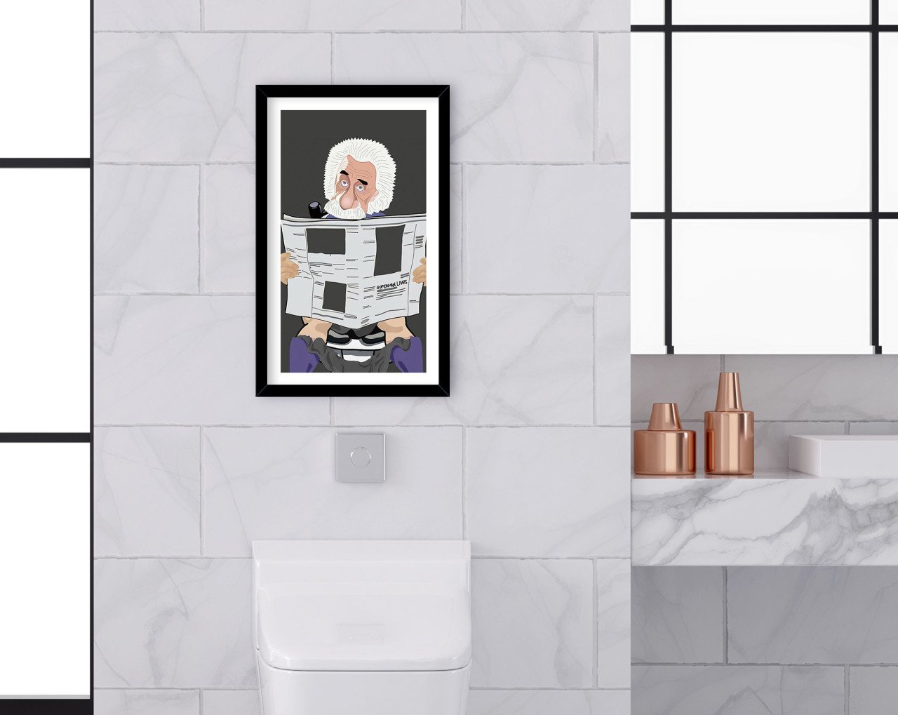BK Home Banyo Tuvalet Dekoratif Ahşap Siyah Çerçeveli Tablo-17
