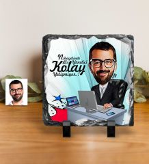 Kişiye Özel Bay Genel Müdür Karikatürlü Dekoratif Doğal Taş - 1