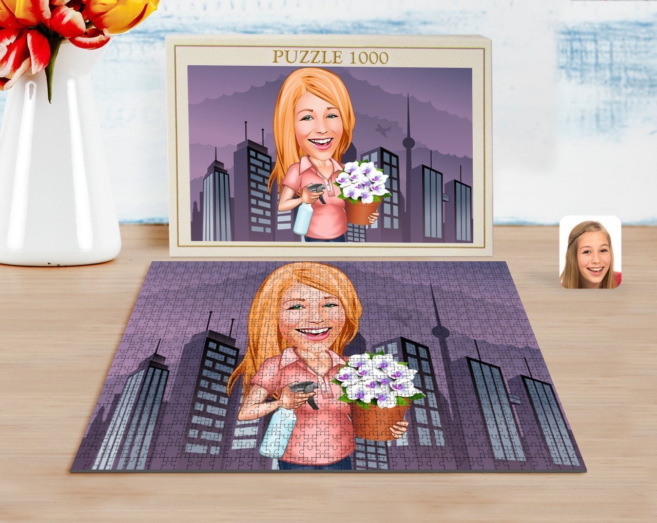 Kişiye Özel Ev Hanımı Karikatürlü 1000 Parça Profesyonel Puzzle-2