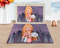Kişiye Özel Ev Hanımı Karikatürlü 1000 Parça Profesyonel Puzzle-2