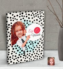 Kişiye Özel Kız Çocuk Yaş Karikatürlü Dekoratif Mini Kanvas Tablo 15x20cm-1