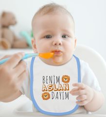 BK Kids Aslan Dayım Tasarımlı Mavi Bebek Body Zıbın ve Mama Önlüğü Hediye Seti-1