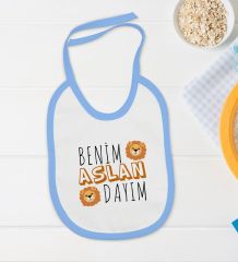 BK Kids Aslan Dayım Tasarımlı Mavi Bebek Body Zıbın ve Mama Önlüğü Hediye Seti-1