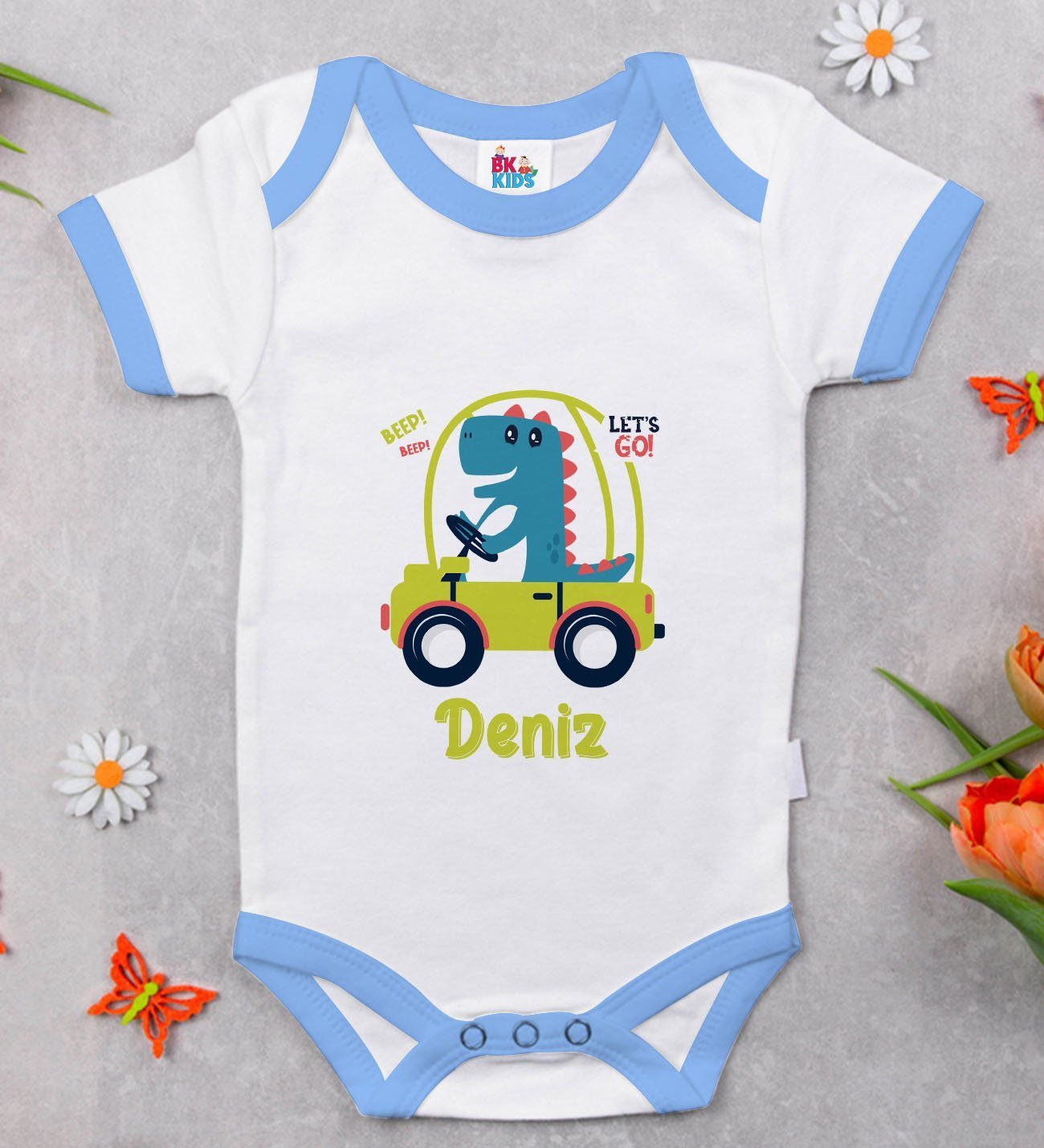 BK Kids Kişiye Özel Mavi Bebek Body Zıbın - Model 170