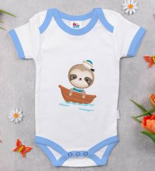 BK Kids Sevimli Denizci Tasarımlı Mavi Bebek Body Zıbın-1