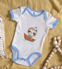 BK Kids Sevimli Denizci Tasarımlı Mavi Bebek Body Zıbın-1
