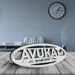 Kişiye Özel Mesleki Avukat Ahşap Masa İsimliği (Model E10)