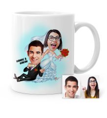 Kişiye Özel Evleniyoruz Karikatür Beyaz Kupa Bardak - 2