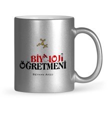 Kişiye Özel Biyoloji Öğretmeni Gümüş Yaldızlı Kupa Bardak