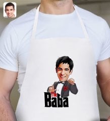 Kişiye Özel Godfather Baba Karikatürlü Beyaz Mutfak Önlüğü-7
