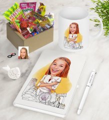 Kişiye Özel Bayan Mimar Karikatürlü Nostaljik Lezzetler Defter Kalem Kupa Hediye Seti