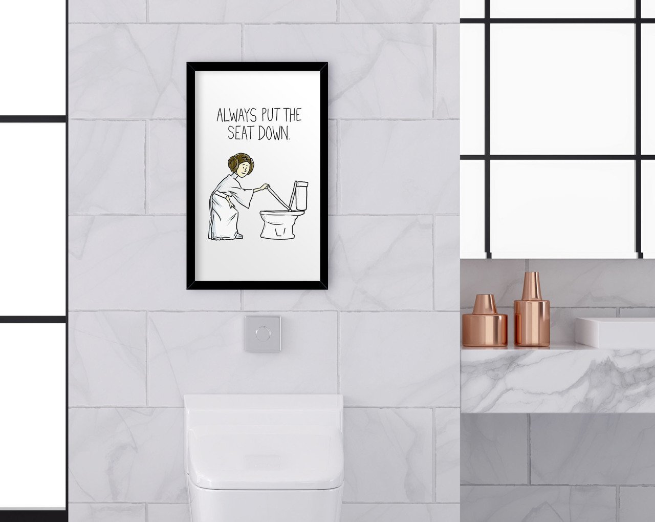 BK Home Banyo Tuvalet Dekoratif Ahşap Siyah Çerçeveli Tablo-16
