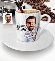 Kişiye Özel Bay Kasap Karikatür Türk Kahvesi Fincanı - 1