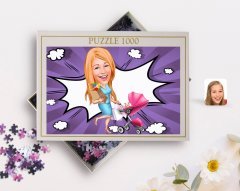 Kişiye Özel Ev Hanımı Karikatürlü 1000 Parça Profesyonel Puzzle-1