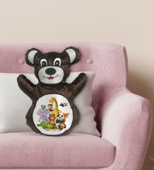 BK Gift Sevimli Hayvanlar Tasarımlı Kahverengi Ayıcık Yastık-1