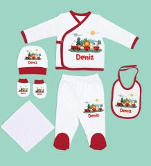 BK Kids Kişiye Özel Hastane Çıkışı, Bebek Kıyafeti, Yeni Doğan Bebek Hediyesi, 6 Parça Kırmızı Bebek Elbise Giyim Seti-25