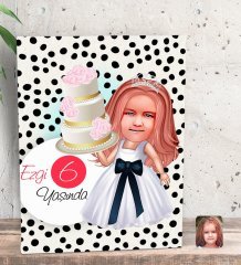 Kişiye Özel Bebek Yaş Karikatürlü Dekoratif Mini Kanvas Tablo 15x20cm-20