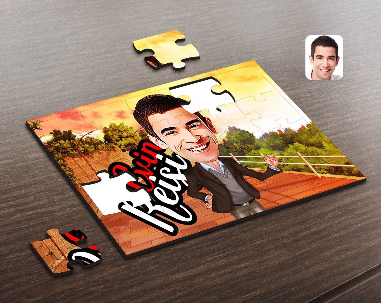 Kişiye Özel Evin Reisi Karikatürlü Ahşap Puzzle-1