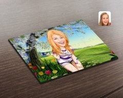 Kişiye Özel Kadın Karikatürlü Ahşap Puzzle-36