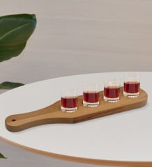 BK Gift Doğal Masif Ahşap Tekila Sunum Tepsisi