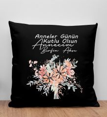 BK Gift Kişiye Özel İsimli Anneler Günü Tasarımlı Siyah Kırlent Yastık, Anneye Hediye, Ev Dekorasyonu, Anneler Günü Hediyesi-9