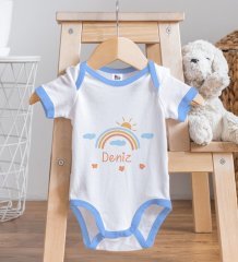 BK Kids Kişiye Özel Mavi Bebek Body Zıbın - Model 169