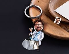 BK Gift Kişiye Özel Veteriner Karikatürlü Ahşap Anahtarlık-1 Sevgiliye Hediye, Arkadaşa Hediye, Doğum Günü Hediyesi