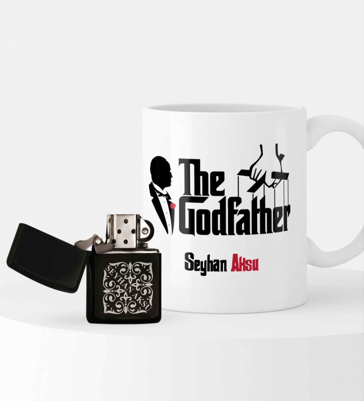 Kişiye Özel The Godfather Benzinli Çakmak ve Kupa Seti