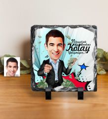 Kişiye Özel Bay Bankacı Karikatürlü Dekoratif Doğal Taş - 2
