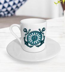 BK Gift Çapa ve Pusula Tasarımlı Türk Kahvesi Fincanı-1