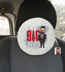 Kişiye Özel Erkek Big Boss Karikatürlü Yuvarlak Araç Koltuk Yastığı-4