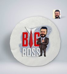 Kişiye Özel Erkek Big Boss Karikatürlü Yuvarlak Araç Koltuk Yastığı-4