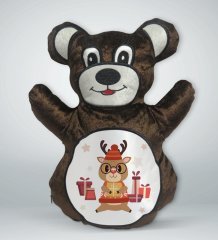 BK Gift Sevimli Geyik Tasarımlı Kahverengi Ayıcık Yastık-2