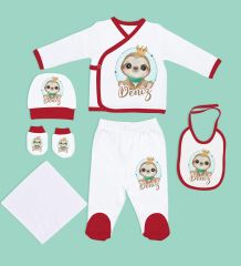 BK Kids Kişiye Özel Hastane Çıkışı, Bebek Kıyafeti, Yeni Doğan Bebek Hediyesi, 6 Parça Kırmızı Bebek Elbise Giyim Seti-24